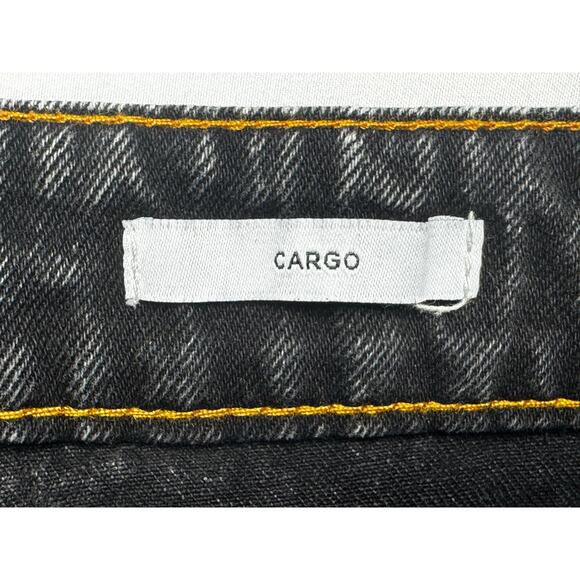 Forever 21 Women's Cargo Carpenter Wide Leg Black Denim Jeans - Size 25 (26x30) - Picture 3 of 6